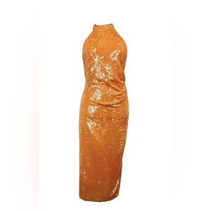 Caroline Constas Orange Halter Dress